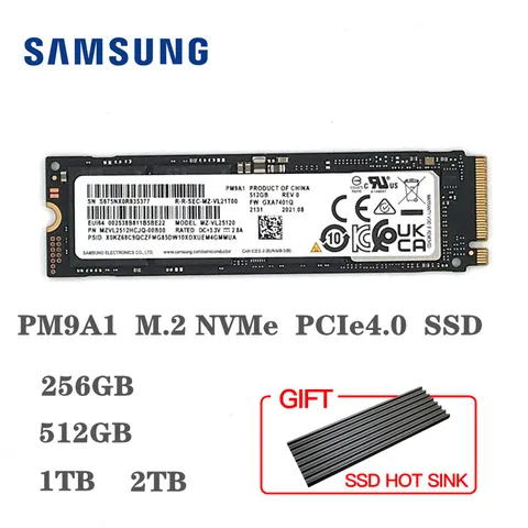 Оригинальный Samsung M.2 SSD 256 ГБ 512 ГБ 1 ТБ nvme pcie Внутренний твердотельный диск PM9A1 HDD жесткий диск дюймовый ноутбук Настольный TLC ПК