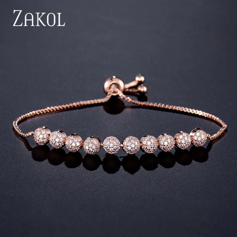 ZAKOL Новое поступление полукруглые сверкающие фианиты AAA регулируемые модные