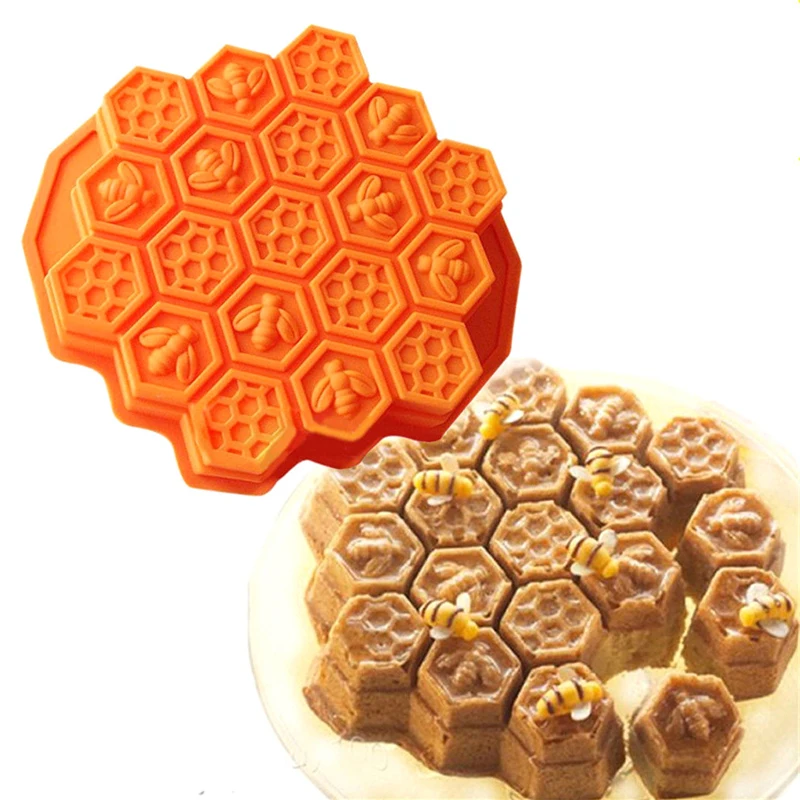 

19 Cell Silicone Bee Honeycomb Cake decor Chocolate Soap Candle Bakeware Mold