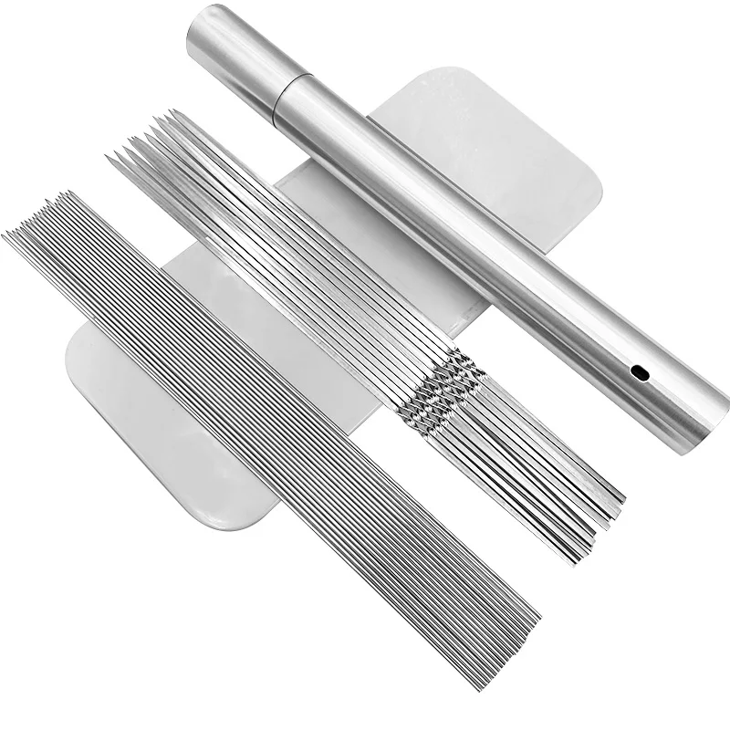 Шашлык для барбекю из нержавеющей стали многоразовые плоские вилки игла шашлык