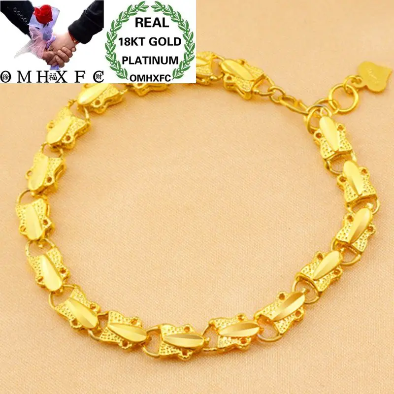 

OMHXFC Wholesale European Fashion Woman Female Party Birthday Wedding Gift Elegant Geometric Link 18KT Gold Bracelets BE201