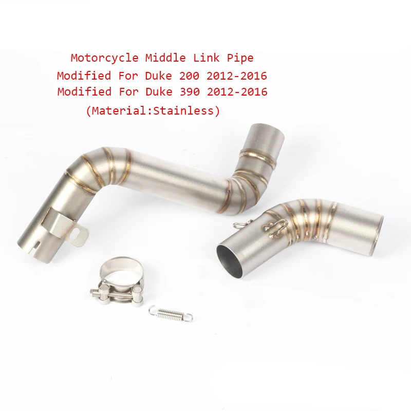 

51mm Motorcycle Stainless Steel Middle Link Pipe Exhaust Silencer System Silp on Modified For Duke 200/390 2012-2016
