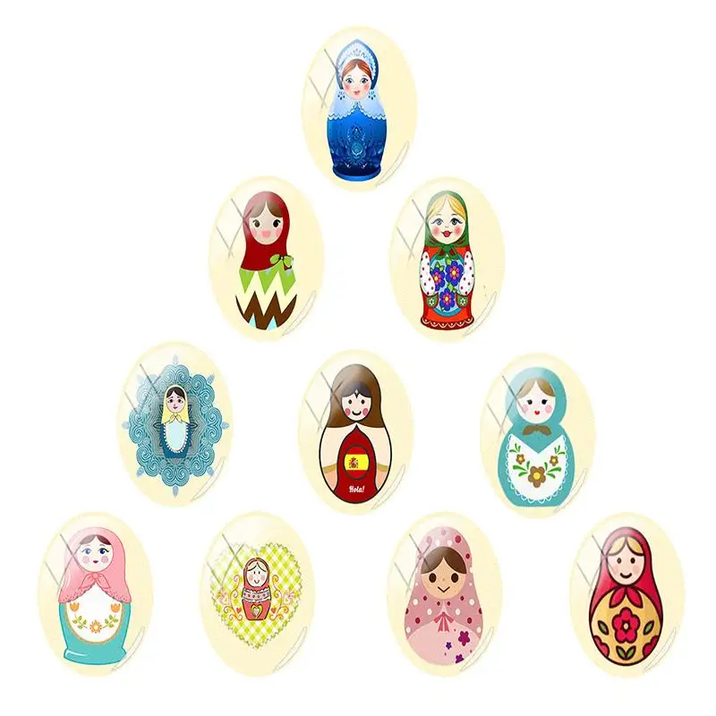 

JWEIJIAO 18x25mm Traditional Ethnic Russian Nesting Dolls Oval Glass Cabochon Flatback Dome Jewelry Pendant base 10pcs/lot RU150