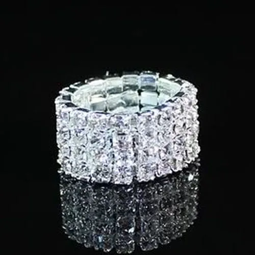 Модные вечерние классические ювелирные изделия Anillos, потрясающие многорядные растягивающиеся кольца с бриллиантами для женщин - Цвет основного камня: 4row