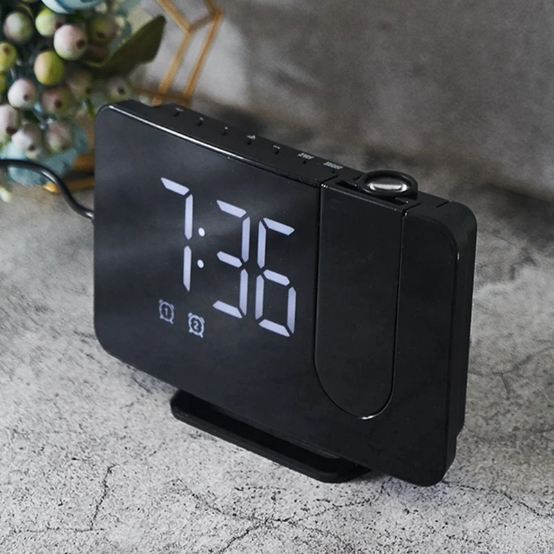 

Projection Alarm Clock for Bedroom,Projector Ceiling Clock with Digital LED Temperature Humidity Display,Projector