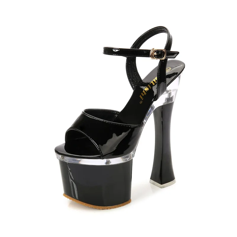 

2020 summer new high heels 18 cm thick heel super high heel sandal