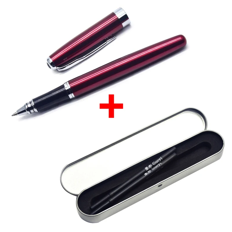 Red box-Black ink CCCAGYA A201 китайский стиль многоцветный металлический корпус гелевая ручка. Канцелярские принадлежности для офиса и школы, 0,5 мм наконечник для письма металлические подарки ручка - Цвет: Red box-Black ink