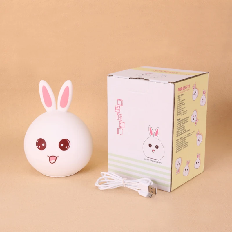 

Cute Rabbit LED Night Light Soft Silicon Table Lights Multicolor Touch Sensor Tap Lighting For Children Baby Kids Bedside Lamp