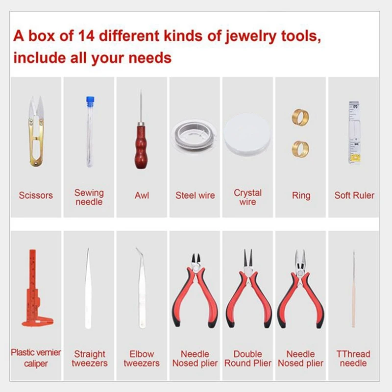 

DIY Jewelry Accessories Tool Material Kit 15 Grid Handmade Necklace Bracelet 1300PCS