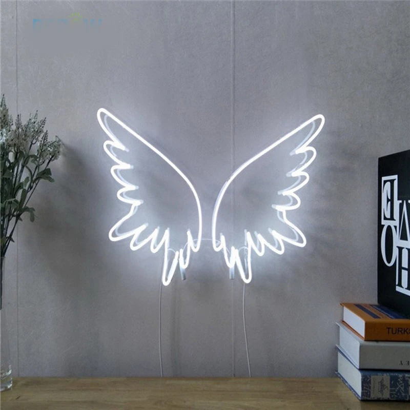 Custom Made Logo Name Neon Sign for 12V DC Angel Wing LED Lights Wall  Party Wedding Shop Window Restaurant Birthday Decoration