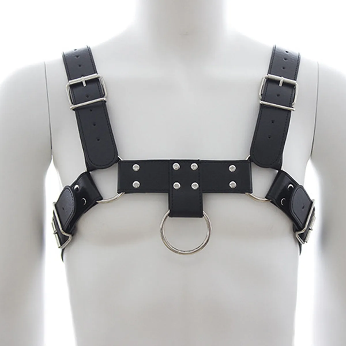 

Men's Leather Chest Harness Gay Interest Fancy Buckles Bondage Clubwear Dress Buckle PU Leather Belts Male