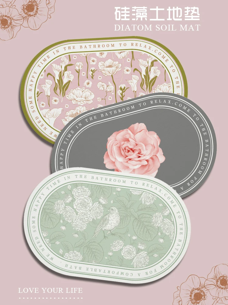 구매 규조토 우즈 흡수성 바닥 매트, 욕실 입구, 미끄럼 방지 매트, Kieselguhr 그라운드 패드, 물 흡수, 빠른 건조, 세면용품 매트