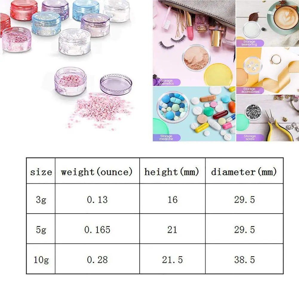 

1Pcs 3g/5g/10g/15g/20g Clear Jar,plastic Packaging,sample ,face Cream Cream Packaging Box Pot X0T0
