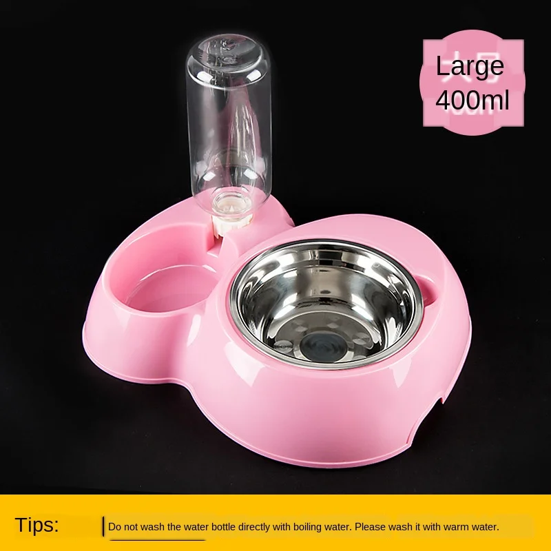 

Multi-functional stainless steel pet double bowl automatic drinking dog bowl cat bowl dog feeding tableware supplies