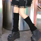 Однотонные черные крутые вязаные длинные носки в стиле панк, женские уличные эластичные гетры до колена, женские теплые облегающие готические носки в стиле хип-хоп, рок, 2021