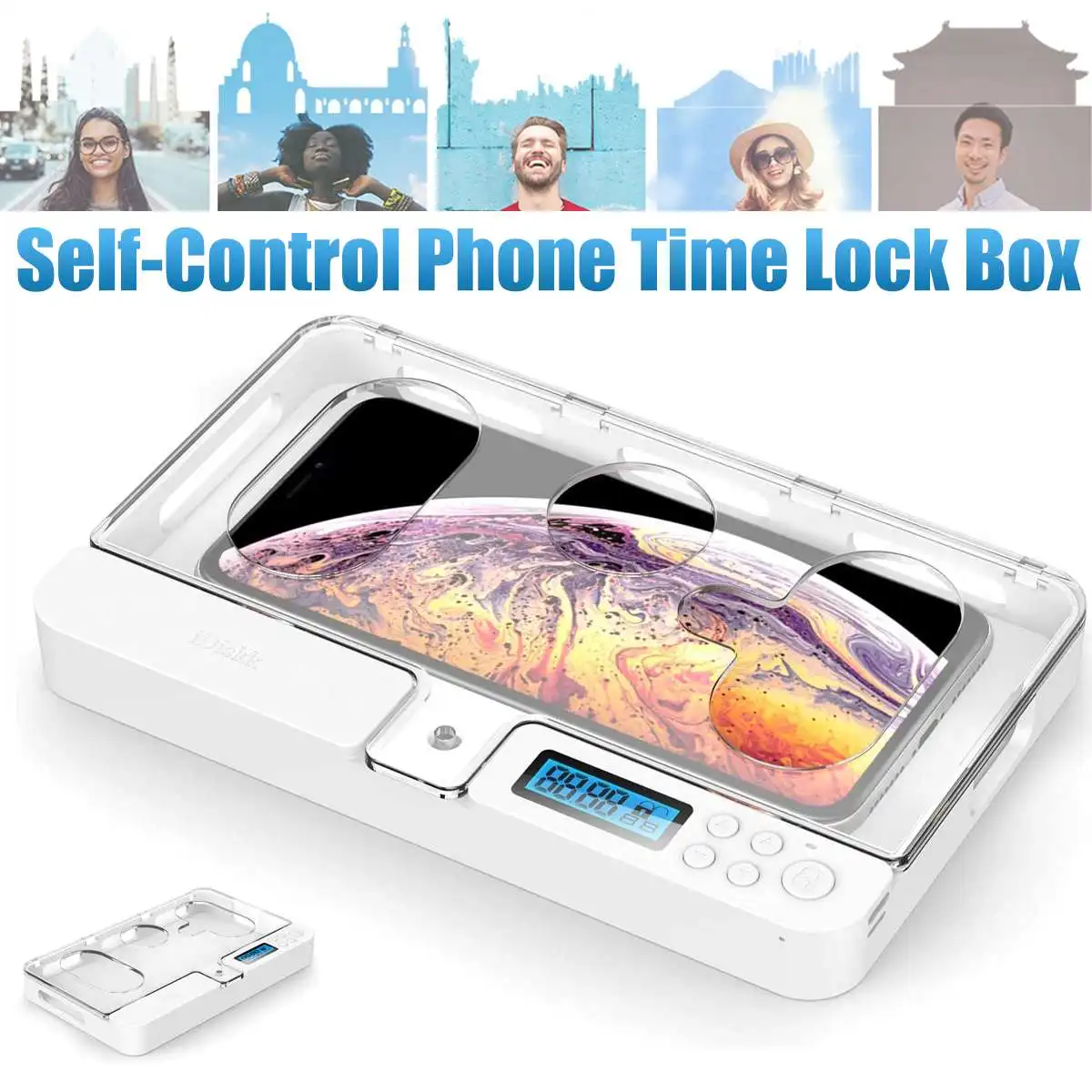 

Portable Smart Timer Phone Locker Box Cell Phone Time Locking Container Self Control Focus on Learning Prevent Game Addiction