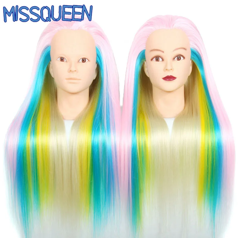 Missqueen манекен головы красочное синтетическое волокно с парикмахерской