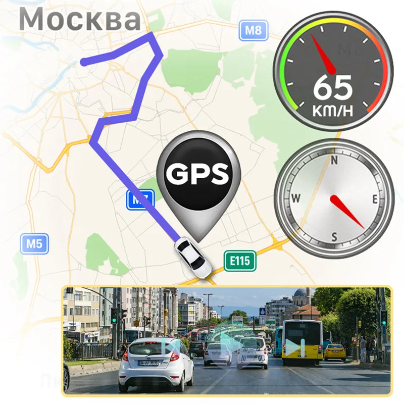 Видеорегистратор автомобильный зеркало заднего вида 12 дюймов 2K GPS