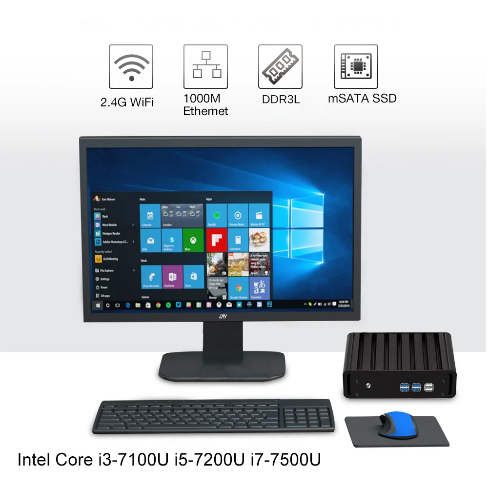 Мини-ПК Intel Core i7 4500U 5500U Windows 10 7 8 Linux VGA HDMI USB Micro Fanless | Компьютеры и офис