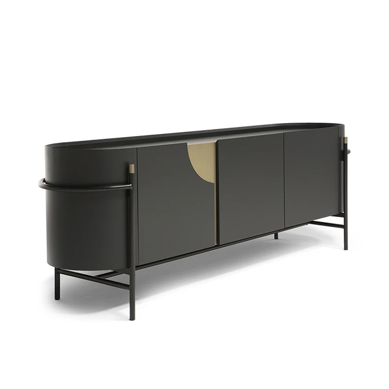 

Solid Wood Dining Side Storage Cabinet Light Luxury Minimalist Against the Wall Living Room Side Cabinet Black Storage Cabinet