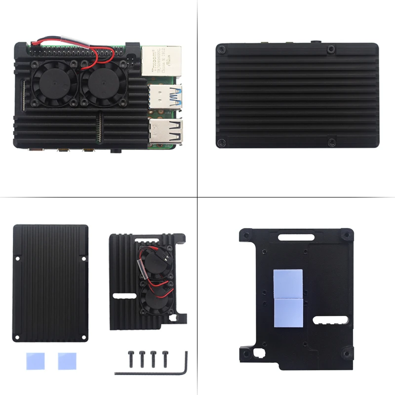 Raspberry Pi 4 Модель B комплект двойной вентилятор Алюминиевый Чехол+ переключатель адаптер питания+ Micro HDMI кабель+ 32 ГБ sd-карта для Pi 4 4B