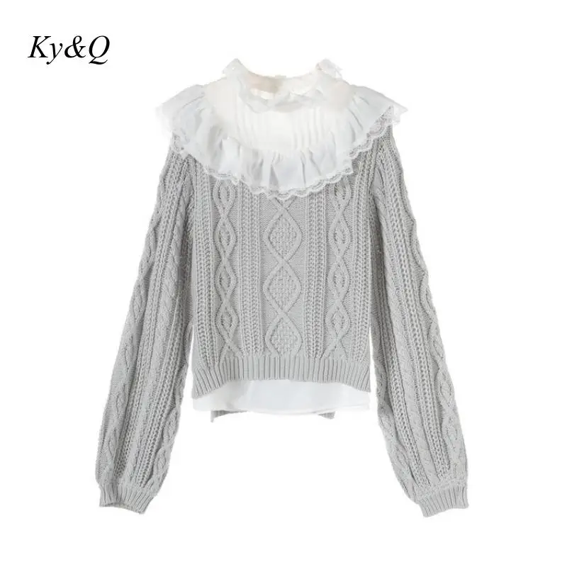 2020 Spring Christmas Women Luxury Stand Neck Ruffles Tide Fashion Chic Pullover Loose Lazy Sweater Brand Clothes | Женская одежда