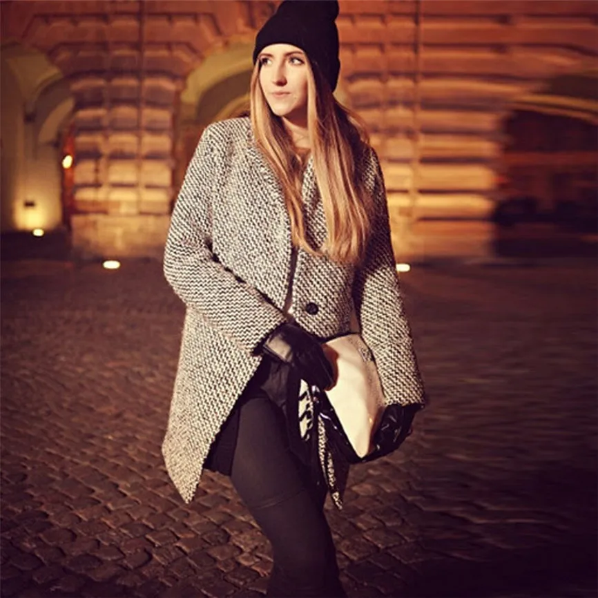 Женское длинное пальто с отворотом приталенное и куртки зима 2019 | Женская одежда