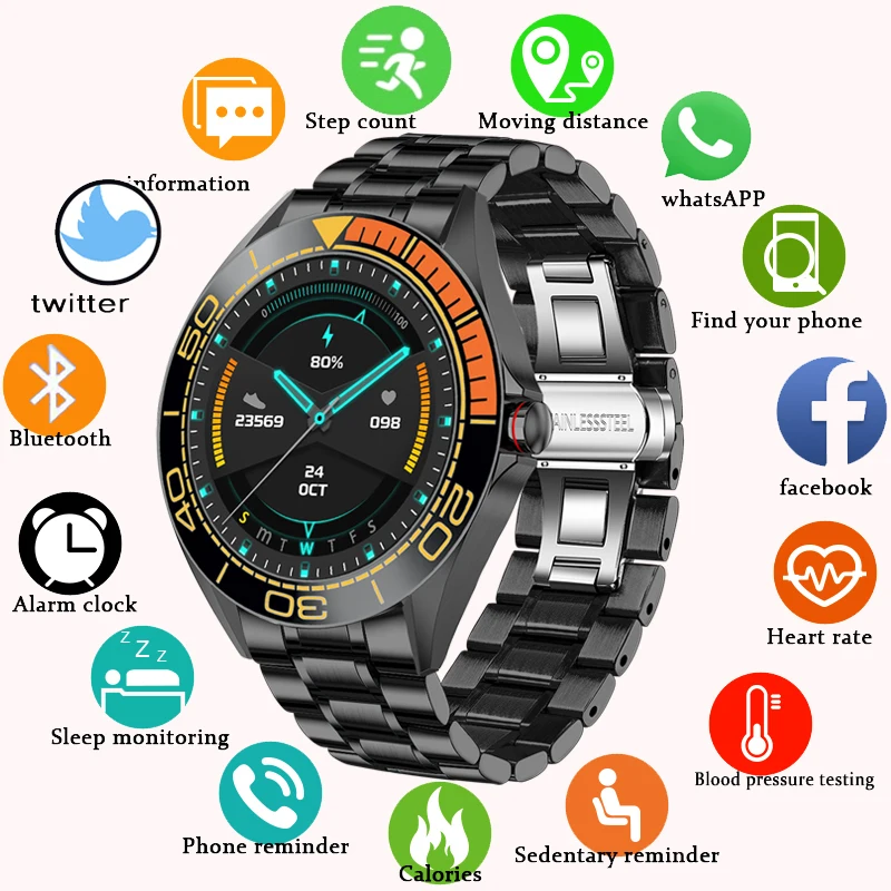 

LIGE 2020 New Men Smart watch Waterproof Sport Heart Rate Blood Pressure Pedometer Smartwatch Sleep Information Reminder Watches