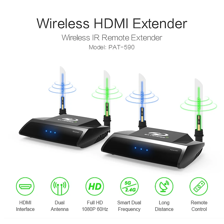 PAT 590 беспроводной Hdmi удлинитель ТВ o видео передатчик и приемник цифровой сигнал