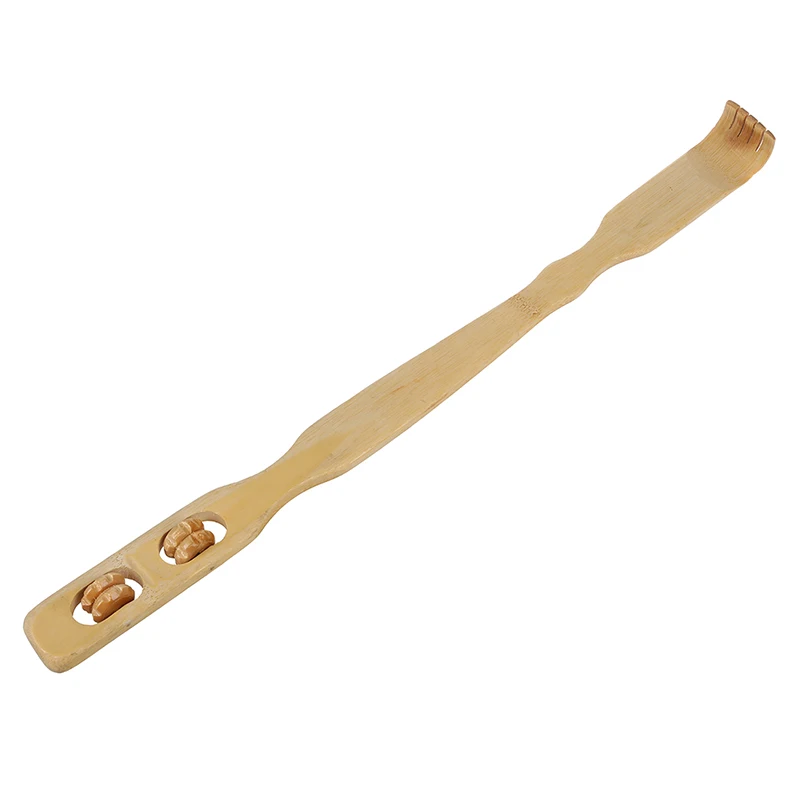

SODIAL(R) 19" Handy Bamboo Massager Back Scratcher Stick w Roller