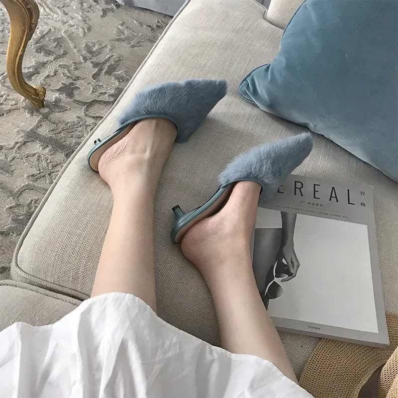 MONMOIRA/женские сабо на каблуке рюмочке из искусственного меха элегантные женские