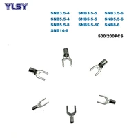 500200pcs spade bare crimp terminals electrical cord end wire connector snb3 55 5814 cable ferrules 2 5 16mm2 14 6awg