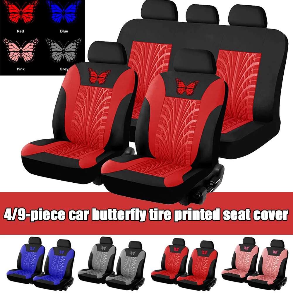 

Car Seat Covers Set Brand Embroidery Universal Fit Most Cars Covers with Tire Track Detail Styling Car Seat Protector Car Care