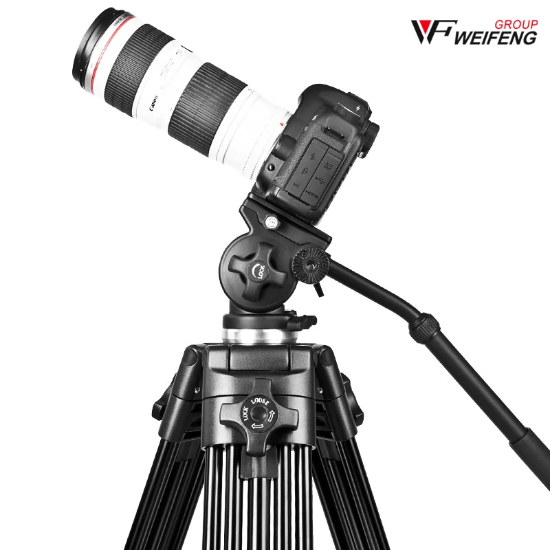 

DHL gopro Weifeng WF717 1.8m height/Professional WF-717 Video Tripod + Fluid Pan Head kit 189cm 8kg for DV DSLR Cam PK056