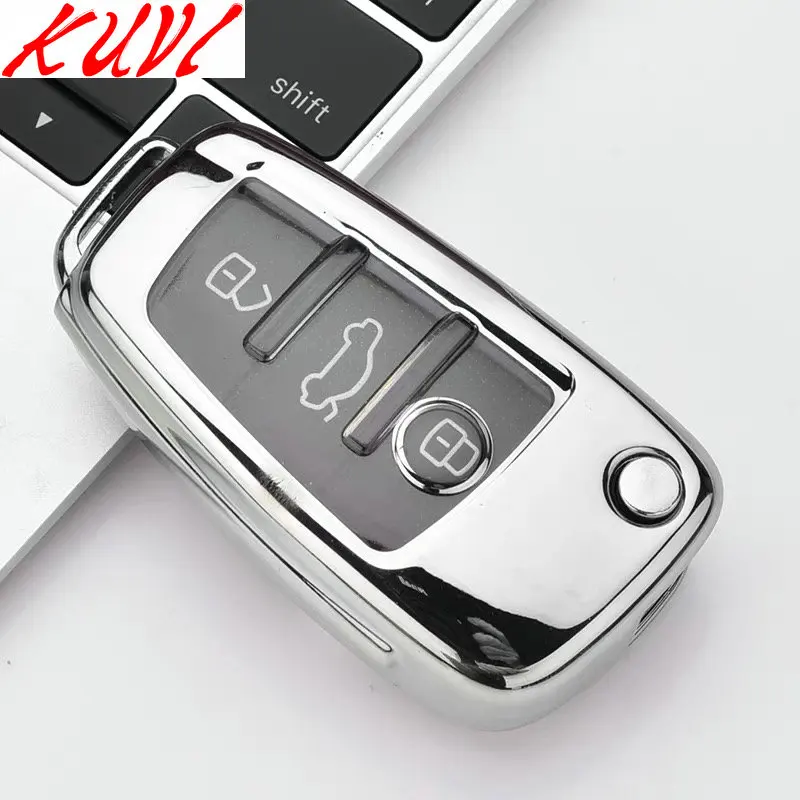 silver Автомобильный стильный мягкий ТПУ авто ключ полный защитный чехол для Audi C6 A7 A8 R8 A1 A3 A4 A5 Q7 A6 C5 автомобильный держатель оболочки автомобиля-Стайлинг - Название цвета: silver