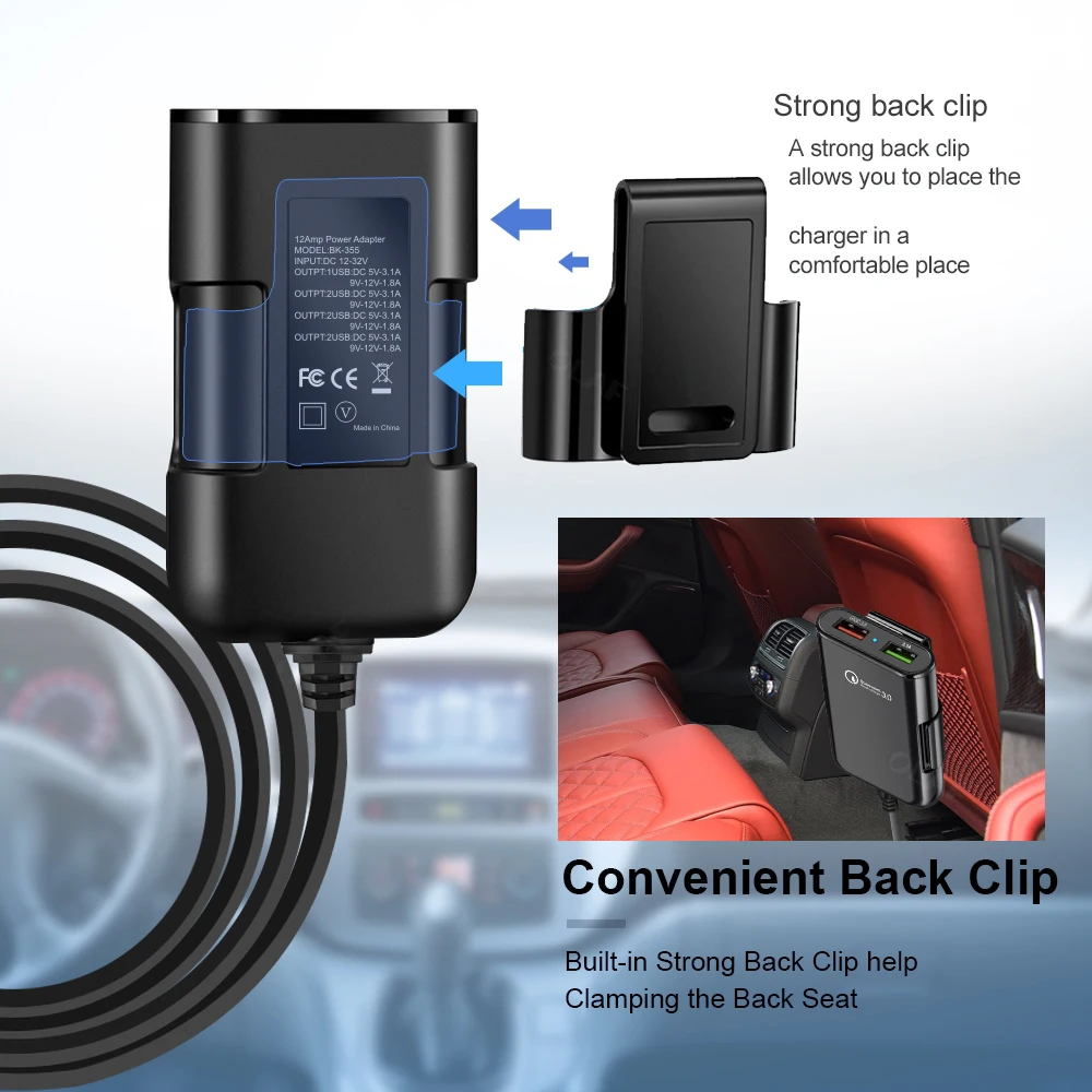 Автомобильное зарядное устройство OLAF 4 USB QC 3 0 быстрая зарядка Передняя и задняя