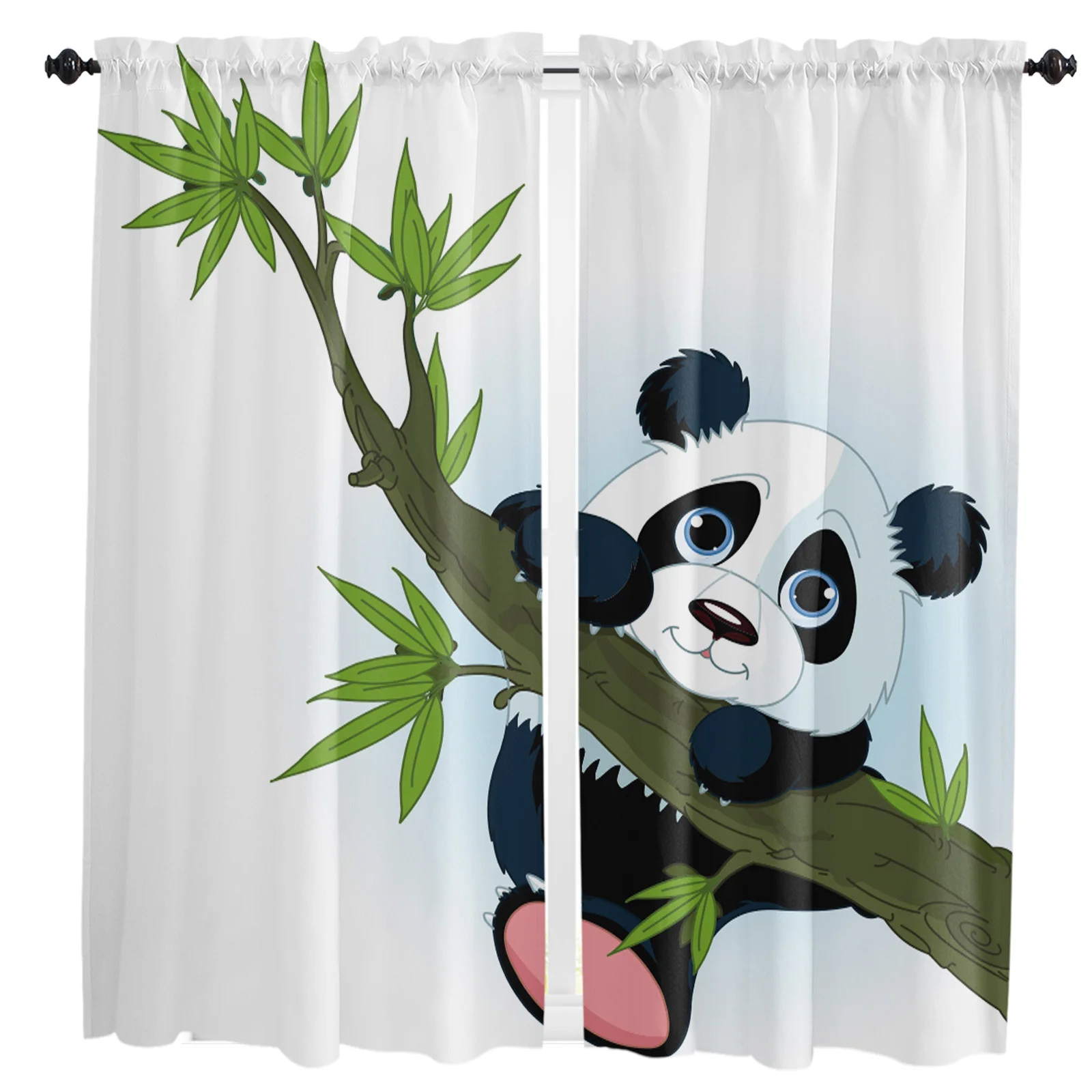

Animal Cute Panda Bamboo Cartoon Curtains For Living Room Bedroom Window Treatment Home Decoration Drapes Kitchen Curtain