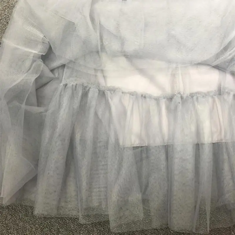 Женская сетчатая юбка пачка однотонная черная или белая макси с поясом на