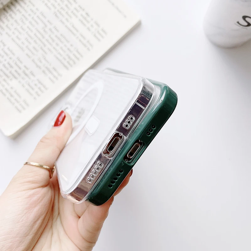 

Colorful Transparent Magnetic Case iPhone 12 Pro Max Mini Magsafing Magnet Clear Cover Funda For iphone 12pro 12max iphone12