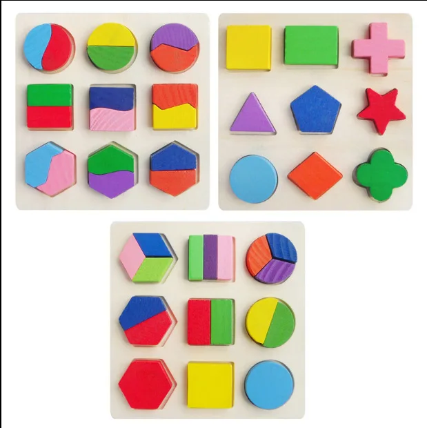 

Деревянные геометрическими фигурами головоломка Монтессори сортировки Математика кирпичи дошкольного возраста обучающие игры для малень...