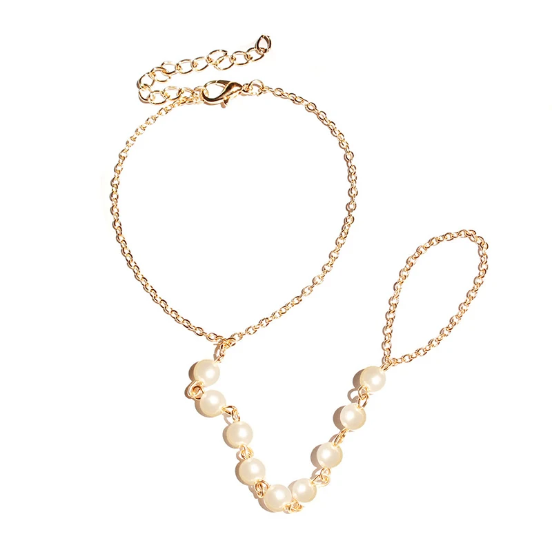 

Changyi 2021 Trend Women Pearl Tassel Finger Bracelet Bohemian Charms Multi Chain Charm Bracelets for Women Hand Jewelry DIY
