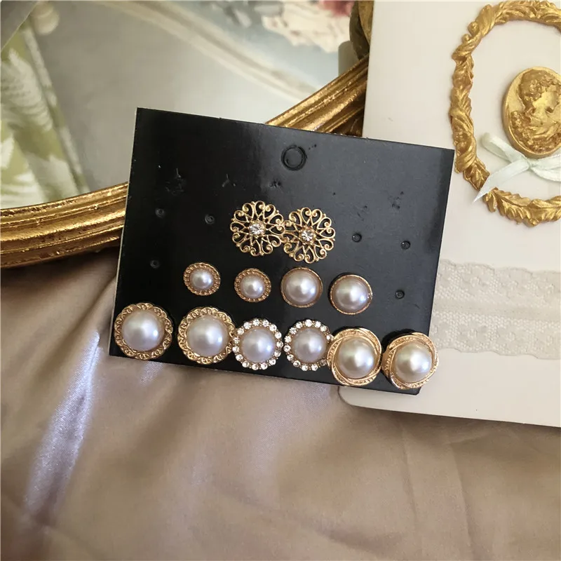 Высококачественный комплект жемчужных серег в стиле ретро 6 пар жемчужные