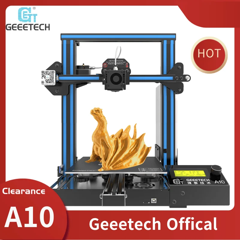 

GEEETECH A10 3D Printer Fast-Assembled 220*220*260 Superplate Open Source Firmware Filament Sensor PLA LCD2004 with FDM CE