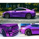 Хромированные пурпурные зеркальные блестящие наклейки с металлическим покрытием для стайлинга мотоцикла и автомобиля, виниловые наклейки для ноутбука, пленка для спуска воздуха