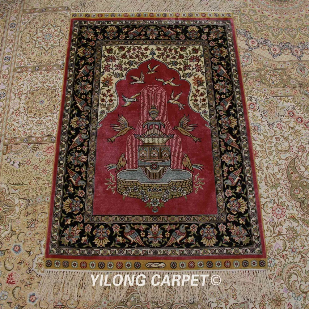 Yilong изысканный ковер из турецкого шелка 2 &quotx 3&quot молитва ручной работы розовая