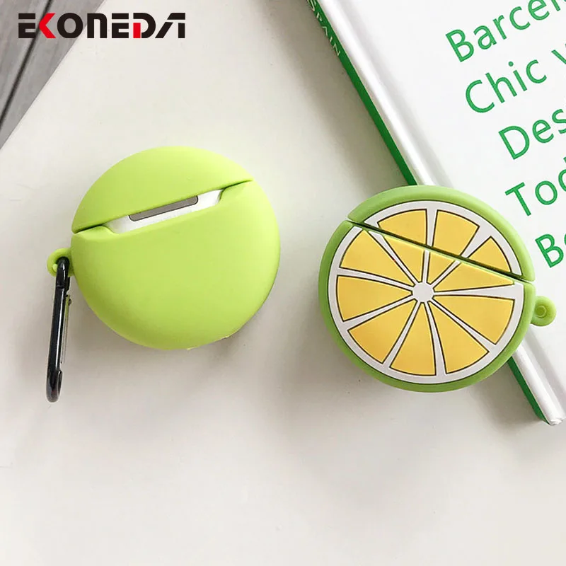 Силиконовый чехол EKONEDA для наушников Airpods со свежими фруктами с лимонным и