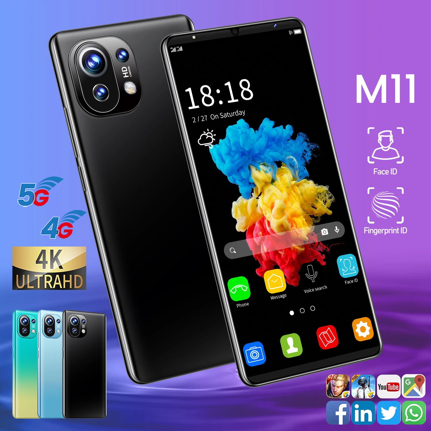 

2021 New Arrival Smartphone M11 Android 10 Mobile Phone MTK6889 10Core 6.1 Inch 1440*3200 5G 12+512G 24MP+32MP 5200MAH