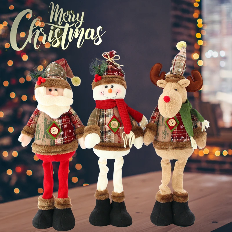 Mu&ntilde;eco de Navidad de Pap&aacute; Noel, mu&ntilde;eco de nieve, alce, regalos de Feliz A&ntilde;o Nuevo, adorno de Navidad, decoraciones de Navidad, juguetes de peluche Natal-0