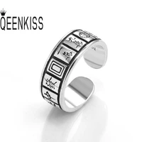 qeenkiss rg6651 fine jewelry%c2%a0wholesale fashion%c2%a0single%c2%a0male%c2%a0man%c2%a0birthday%c2%a0wedding gift retro mahjong 925 sterling silver open ring