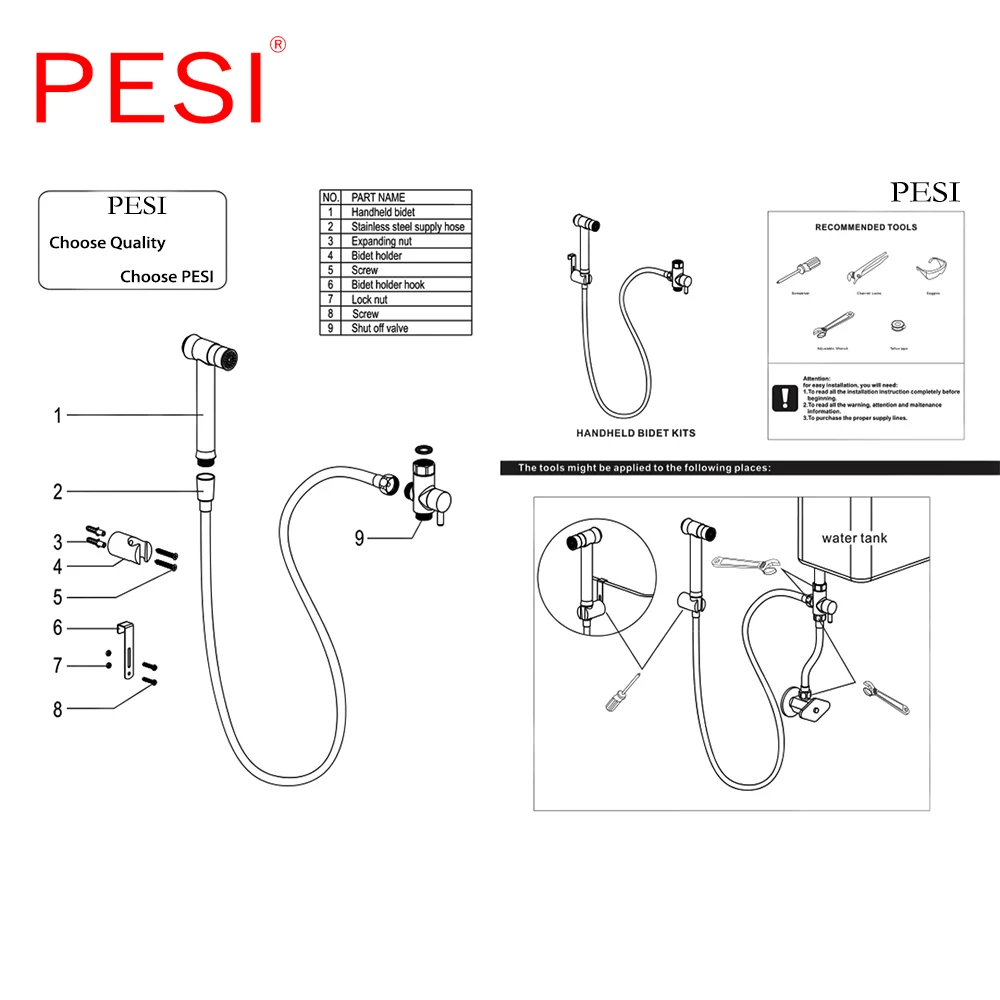 Две функции 304 биде из нержавеющей стали тканые подгузники разбрызгиватель